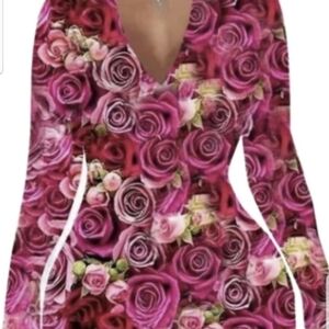 Vibrant Floral Pink V-neck Romper